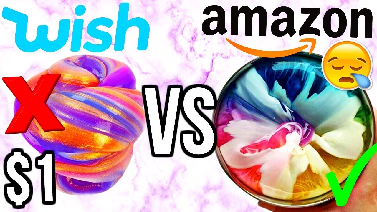 $1 WISH SLIME VS $1 AMAZON SLIME! Which is Worth it?