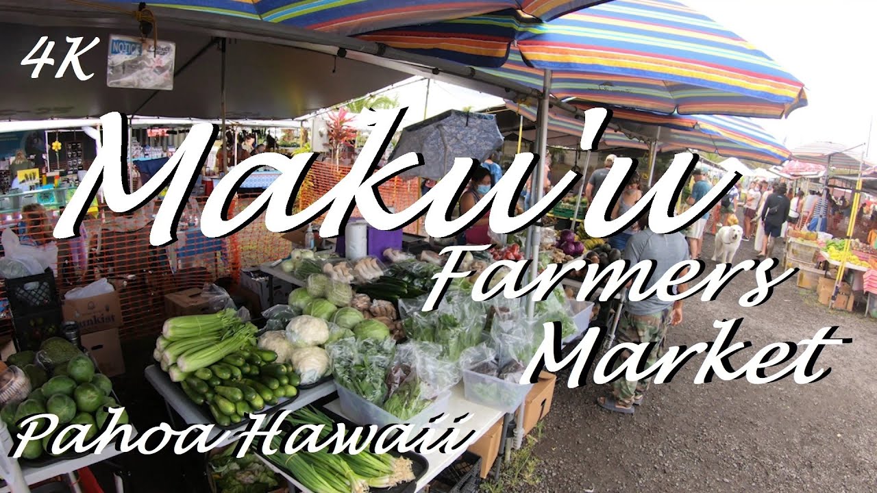 Maku'u Outdoor Farmers Market, Sunday morning, Pahoa Big Island Hawaii. Fresh Fruit and Vegetables