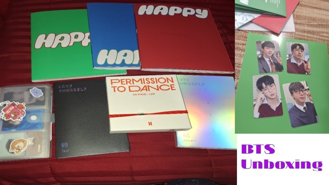 Unboxing BTS albums |💜 love yourself, permission to dance, jin solo albums 