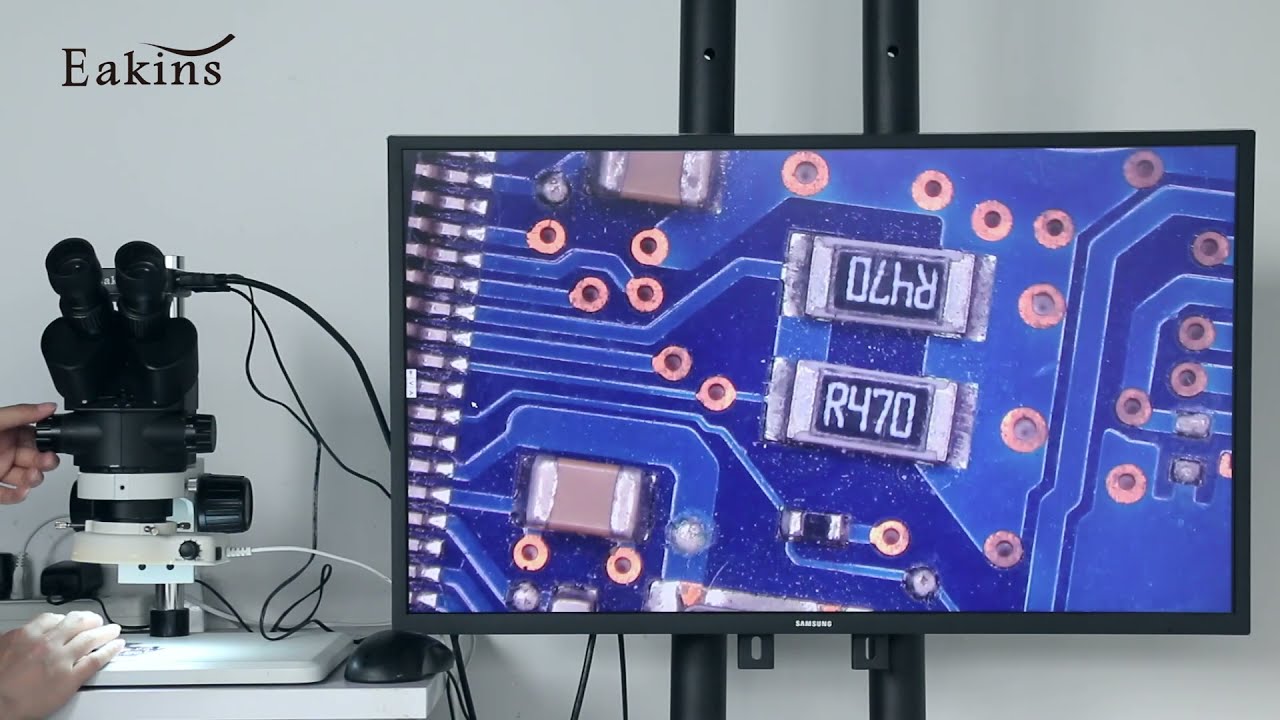 Simul-Focal Trinocular Stereo Microscope 1080P HDMI Video Industrial PCB Soldering Measuring Camera
