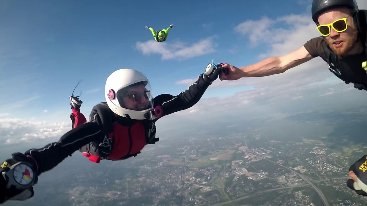 Fun jumping from airplane