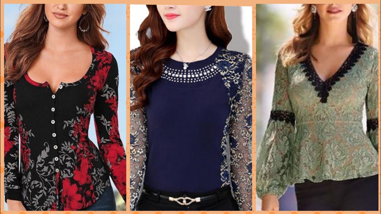 New arrival stylish and comfortable chiffon and lace fabric blouse different style of sleeves design