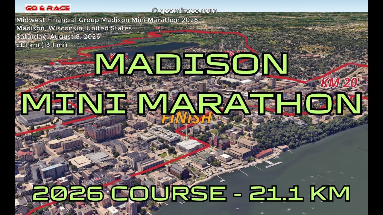 Midwest Financial Group Madison Mini Marathon 2026: 3D Video Course Map | 21.1 km - Madison