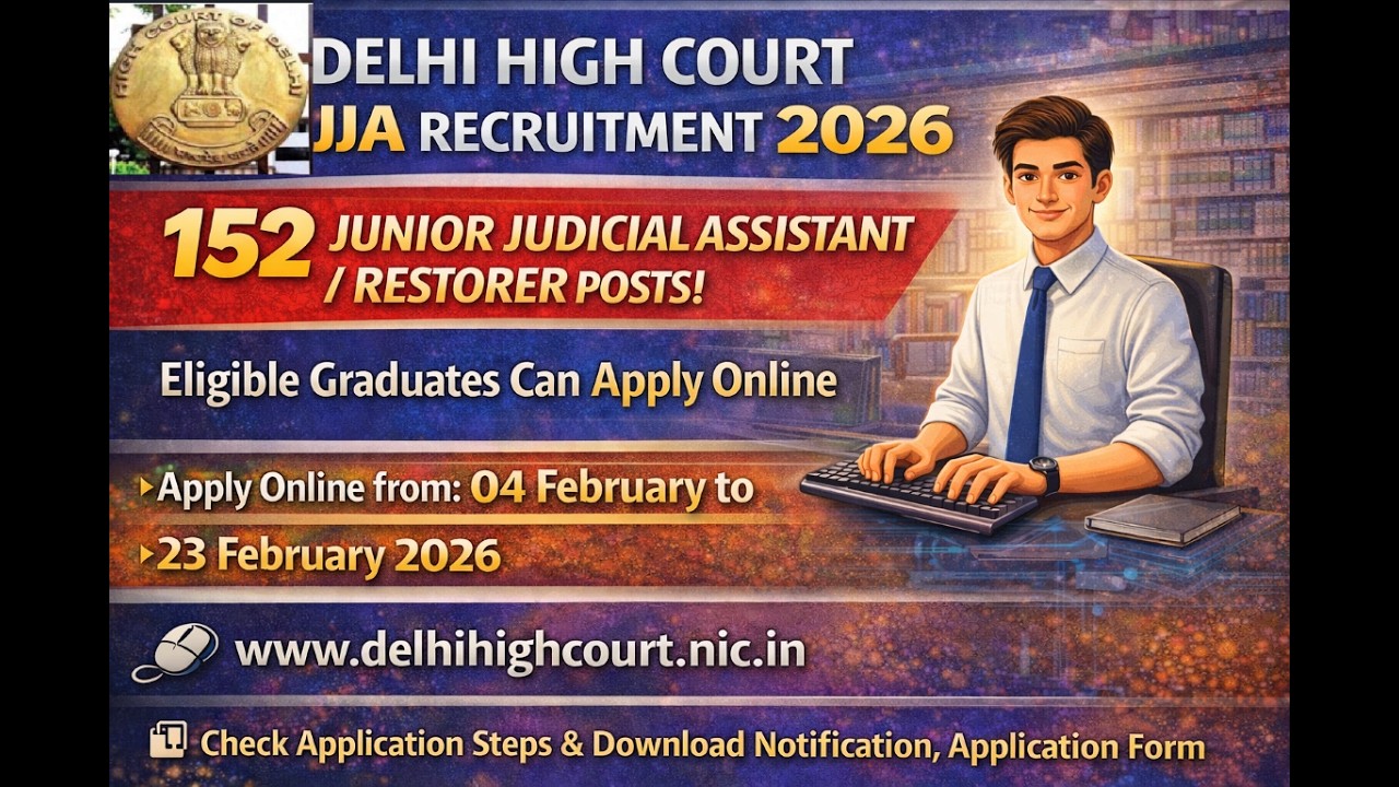 Delhi High Court JJA Recruitment 2026 - Apply Online Form for 152 Posts, #job #govtjobs #biharjobs