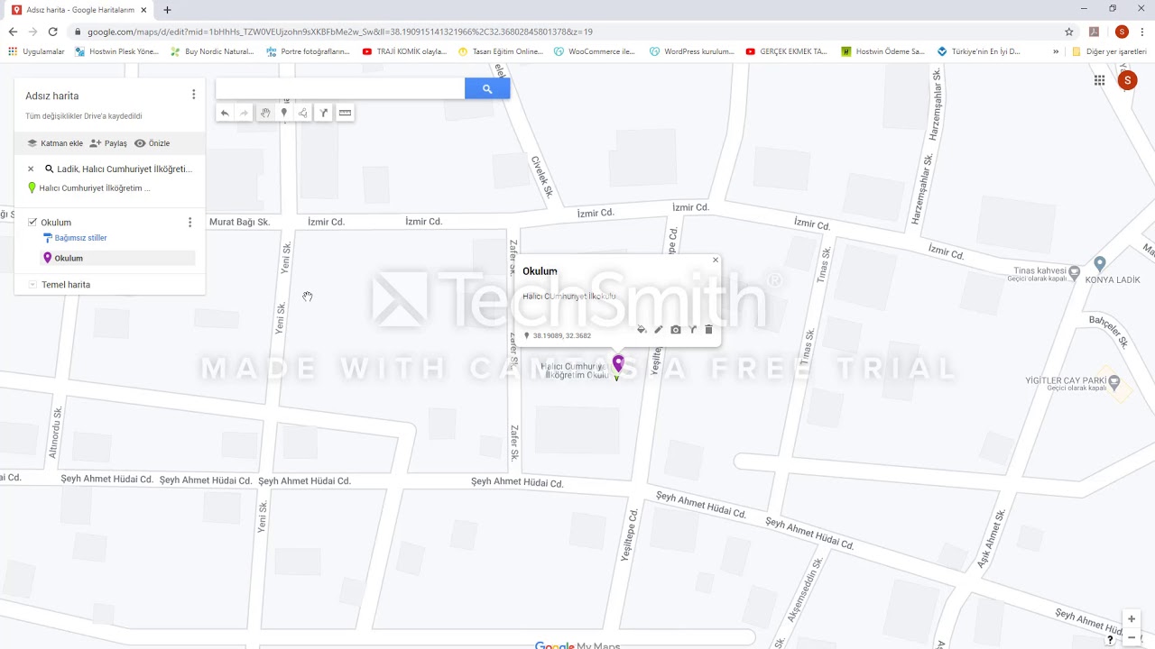 Google My Maps (Haritalarım) üzerinde yeni harita-katman-konum oluşturma