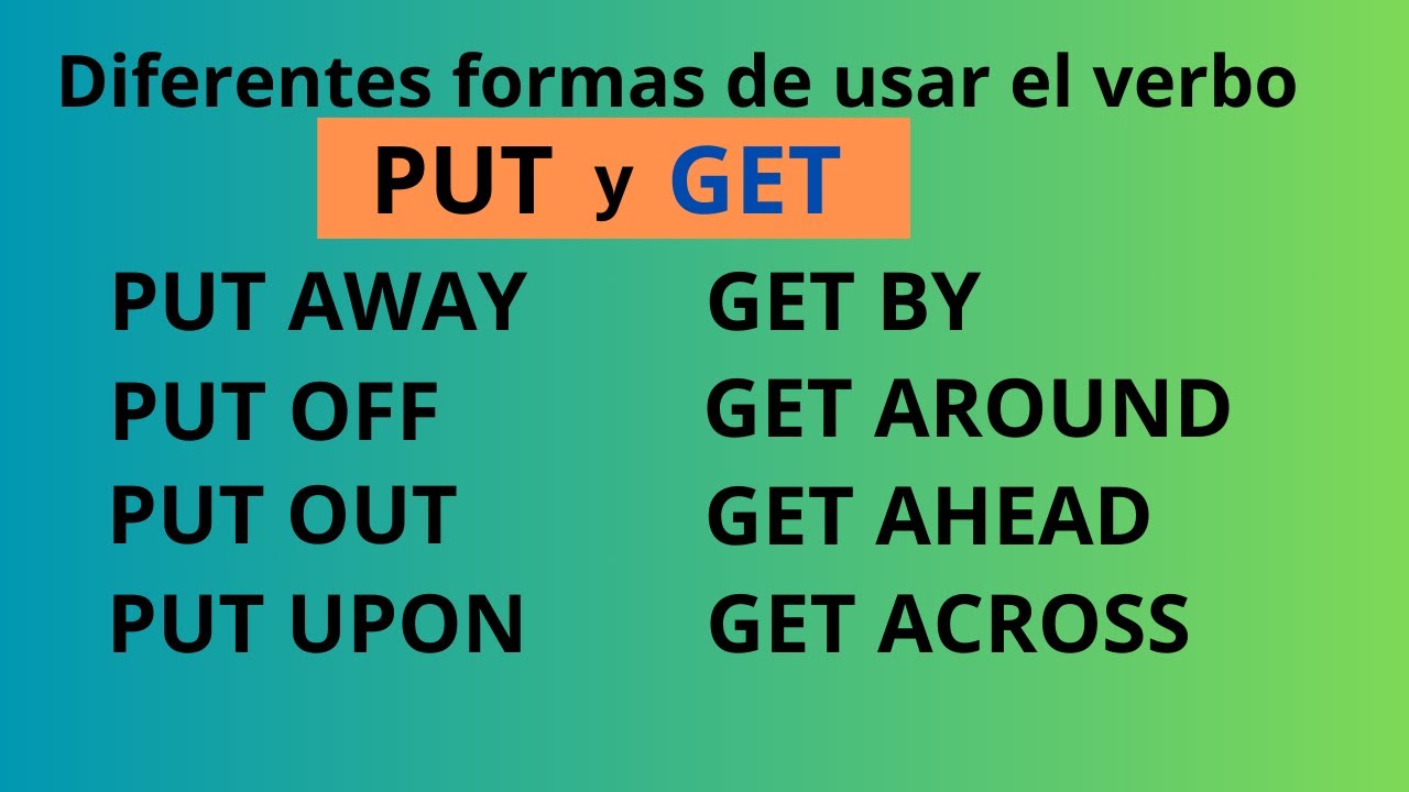 Los verbos frasales de PUT Y GET con ejemplos en  frases
