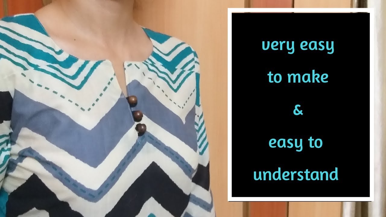 Very Easy Round Neck With 3 Buttons/Cutting and Stitching/For Beginners