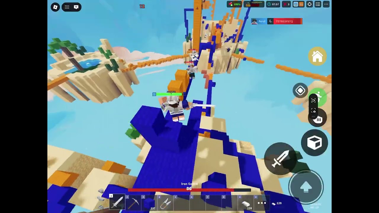 Playing  bedwars prat 1