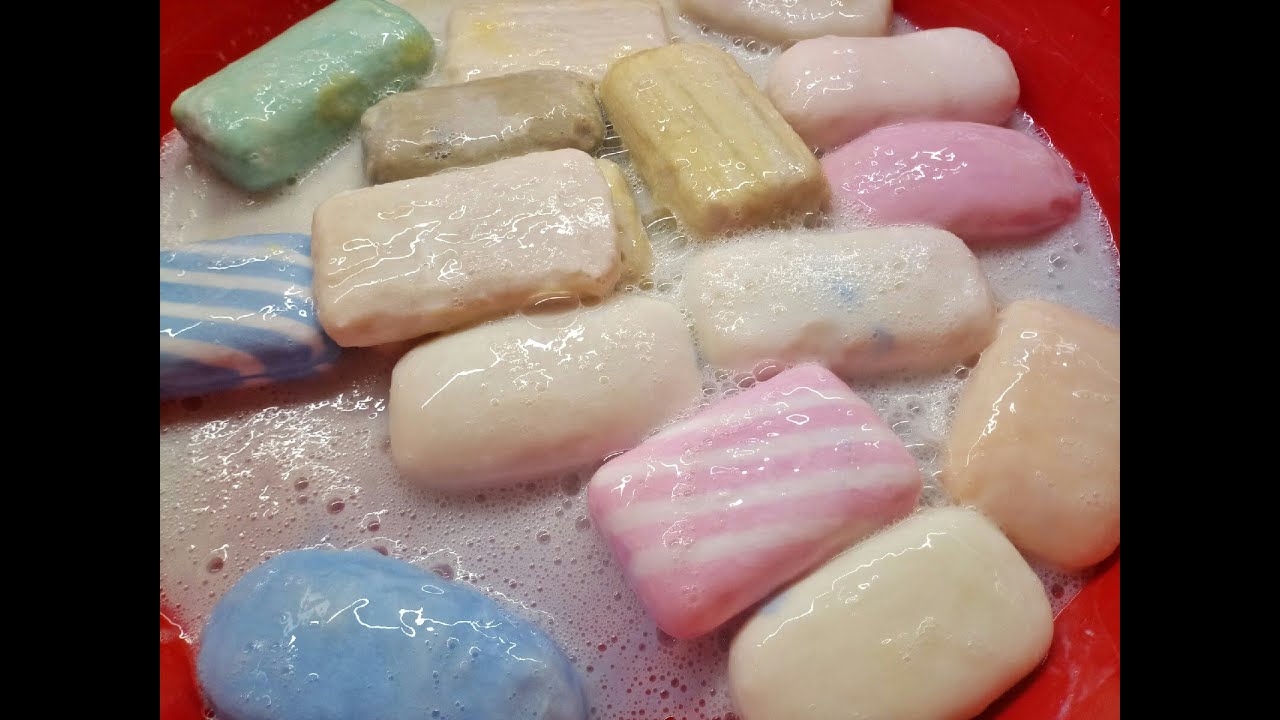 19 ОБМЫЛКОВ! АСМР Мыление+Подразмокшие обмылки. Губка. ASMR 19 bars of soap in the water.