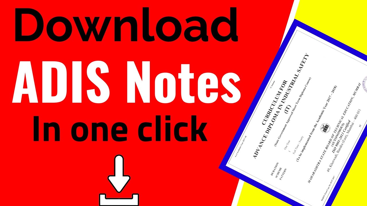 Download ADIS Study notes || Advance diploma in industrial safety from MSBTE