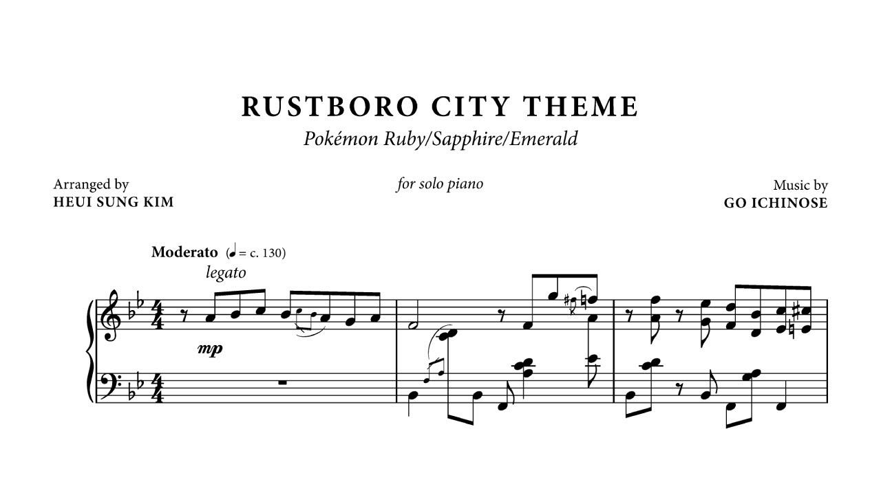 Rustboro City for solo piano
