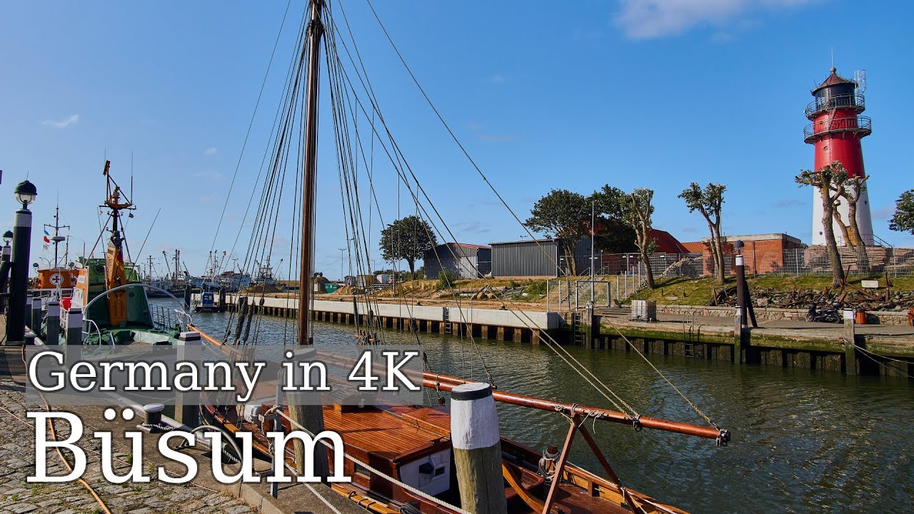 【4K】Germany - Büsum: A walk around the harbor and town to the Pearl Bay Lagoon