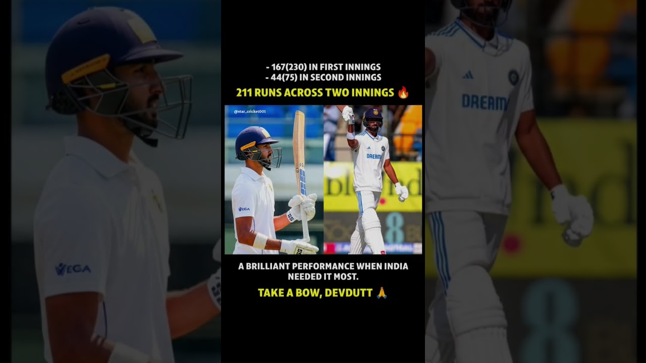 Devdutt Padikkal&rsquo;s Brilliant 211 Runs Across Two Innings 🔥🏏 #cricket #devduttpadikkal #devdutt