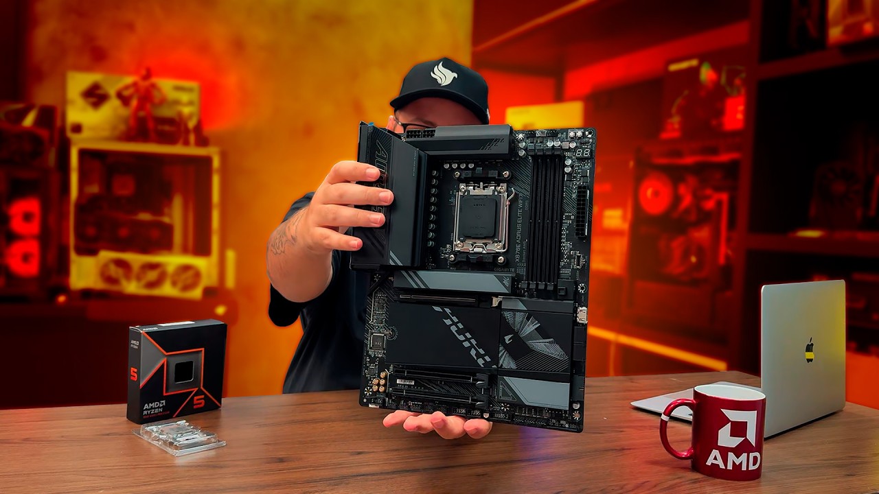 Essa é minha NOVA PLACA MÃE AM5 pro RYZEN 7 9800X3D, USB4, PCIe 5.0 e 4 SSD M.2 NVMe