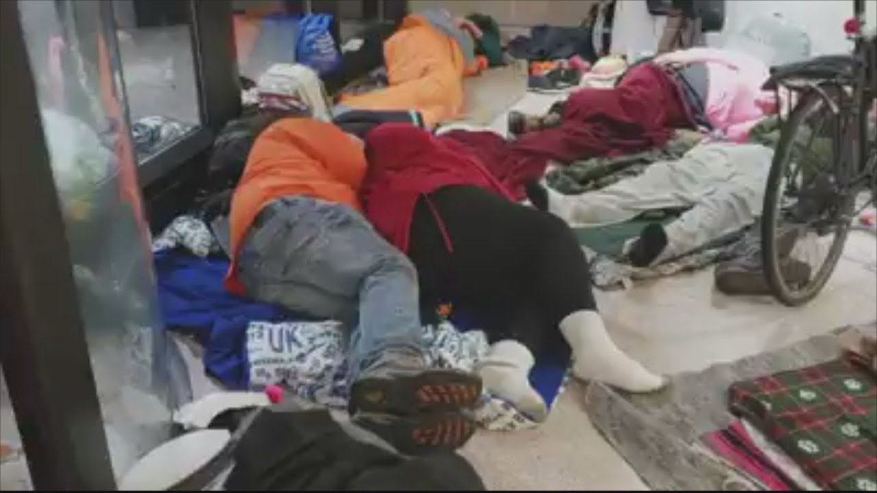 Justice Center is serving as a homeless shelter, dozens sleeping on floors