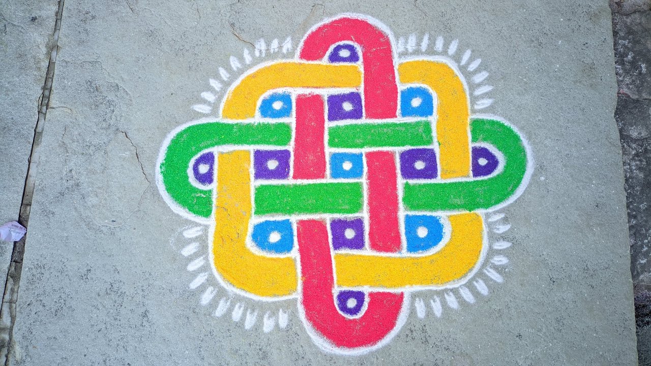 8*4 dots rangoli 🌹 kolam dots rangoli for festival 🌹 colourful rangoli design