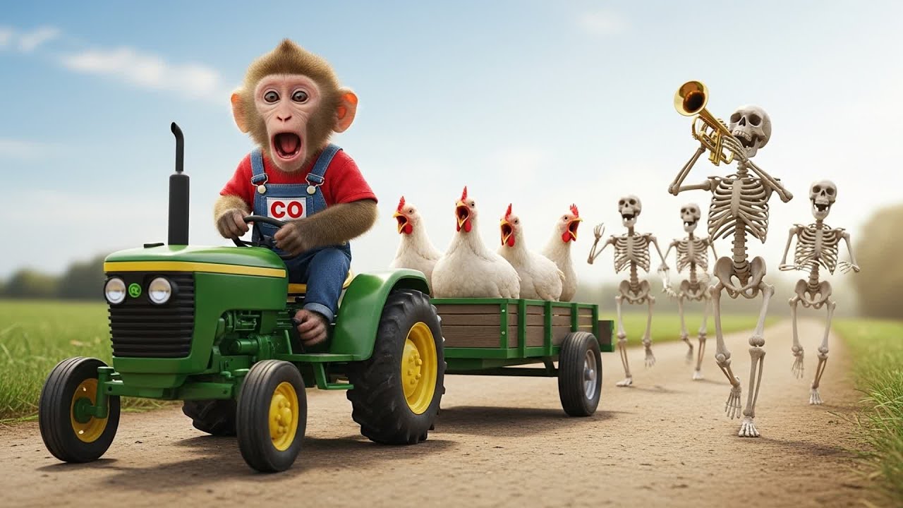 Monkey CO Drives Crane to Rescue Chickens from Skeletons! 🐒🏗️🐔 | CO RESCUE TEAM