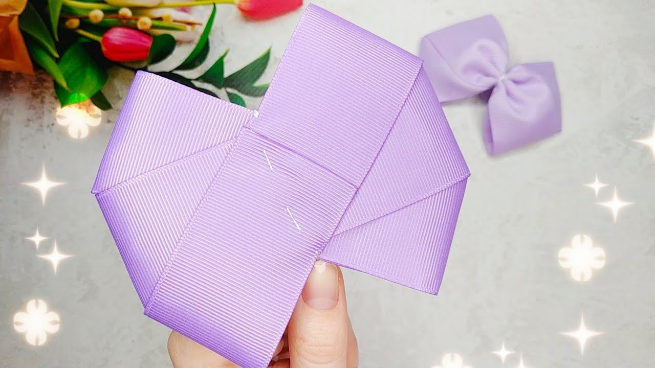 La&ccedil;o de fita muito fofo - Como fazer la&ccedil;os de cabelo com fitas 🎀
