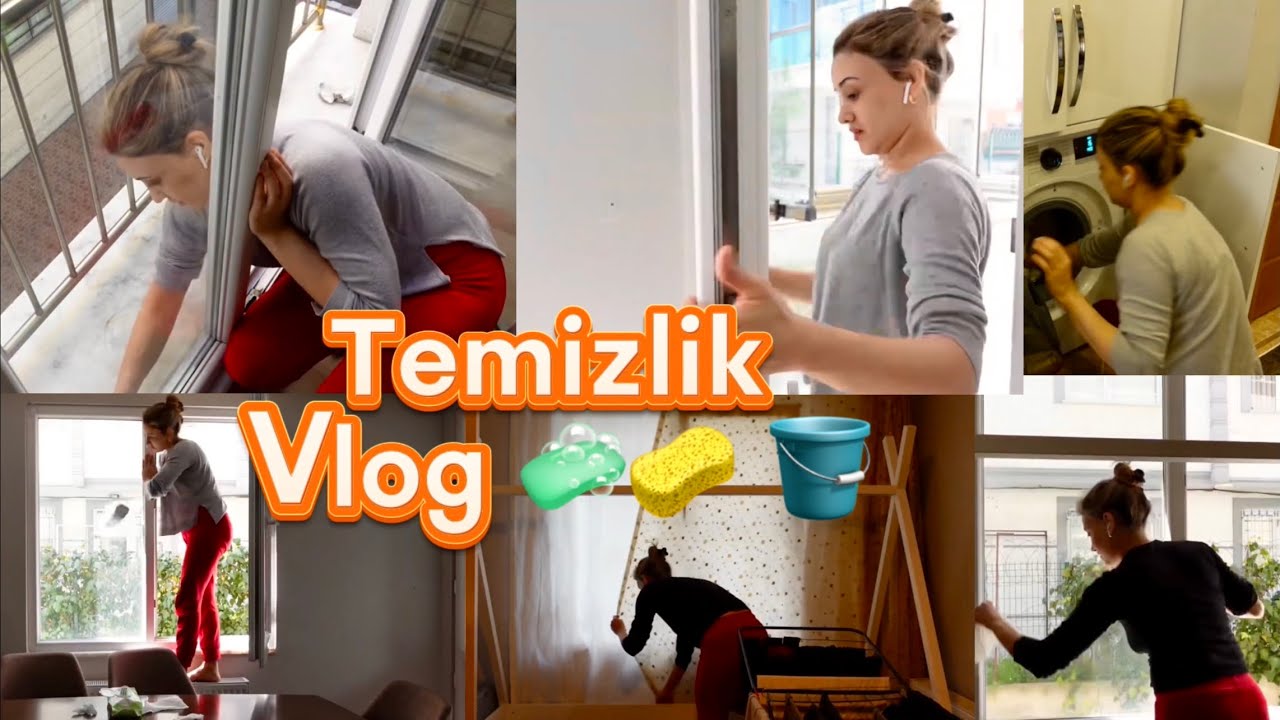 Temizlik vlog 🧼 🪣 camları kolay silmek, perdeleri yıkama ve serme📸