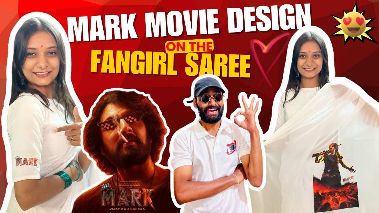 Mark movie design on the fangirl saree | #kichchasudeep #markmovie #vijaykartikeyaa #sandalwood 