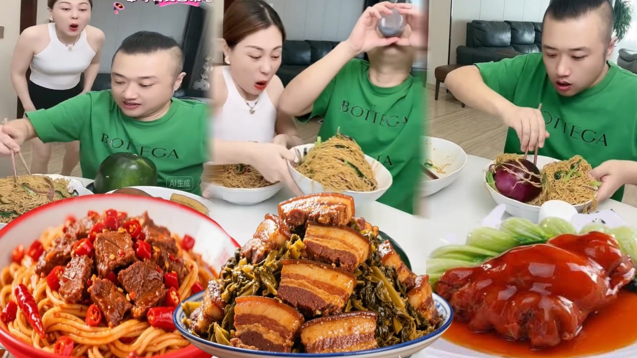 自私老公想独吞大肘子，藏在碗底以为我没发现，那你就吃茄子去吧！【宝哥宝嫂爱美食】
