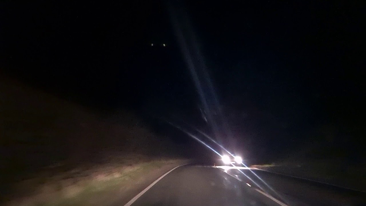 Driving at night, England country roads A44, A49 Worcester, Bromyard, Leominster, Hereford