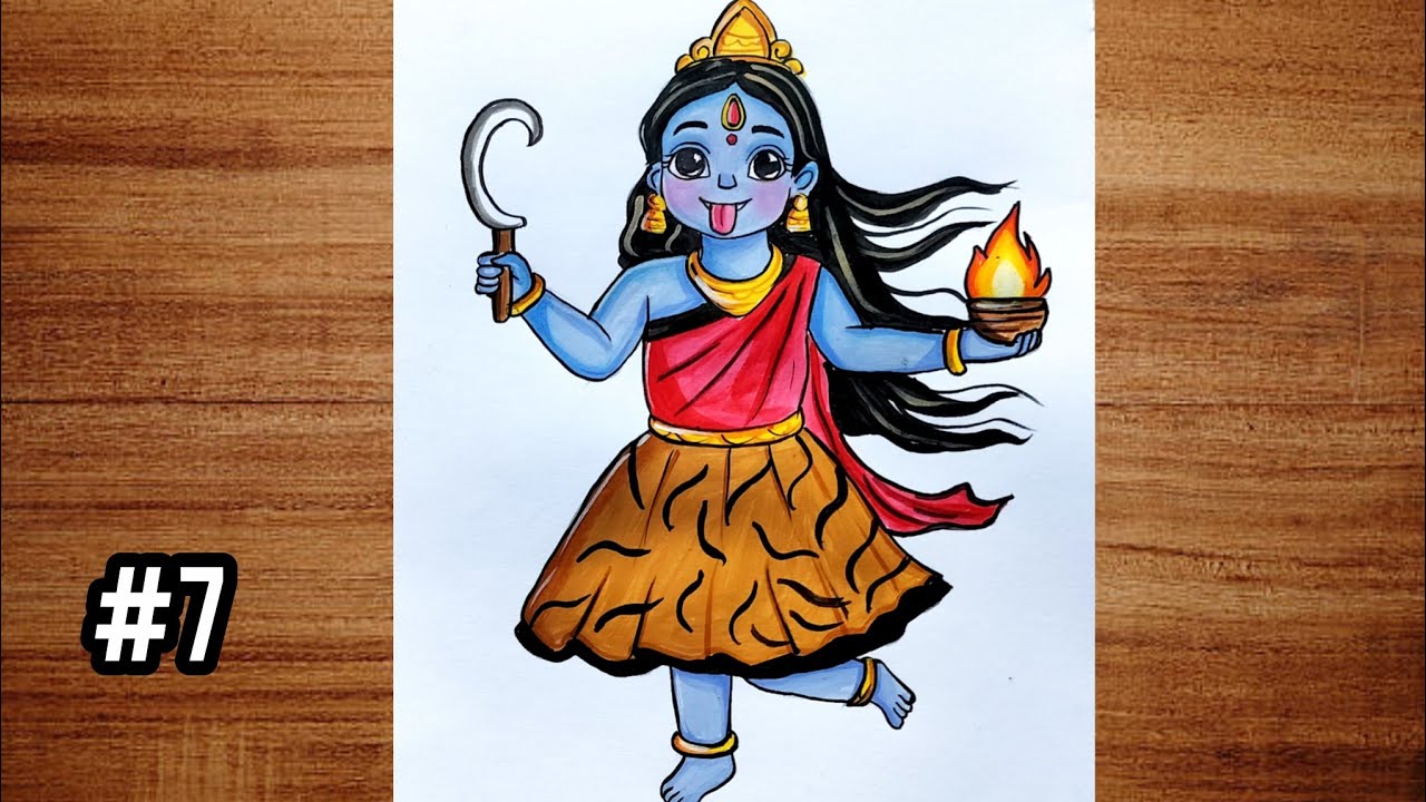 Navratri 9 Day 9 Drawing Challenge - Mata Kalratri Drawing ( Day - 7 ) / Easy Pencil Drawing 