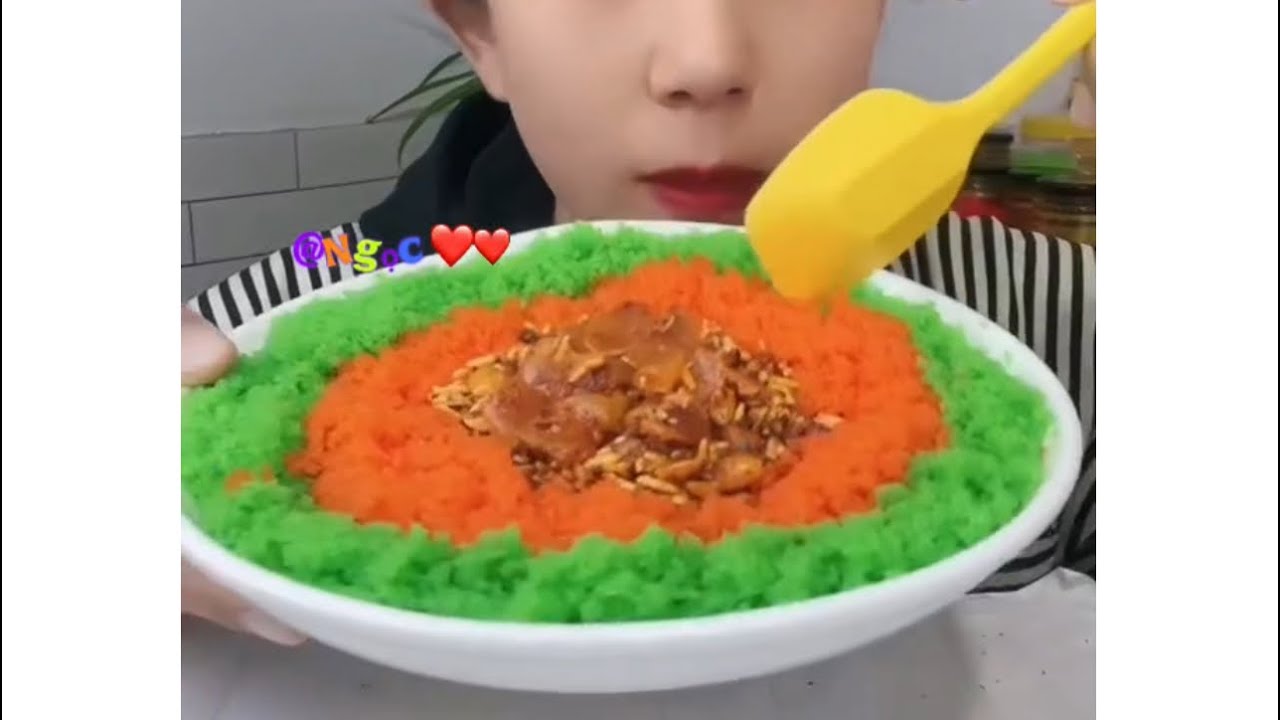 ASMR ) Cut Eating  Mixed Colored Fish Eggs  and Garlic🐟🐠 🐡🐡