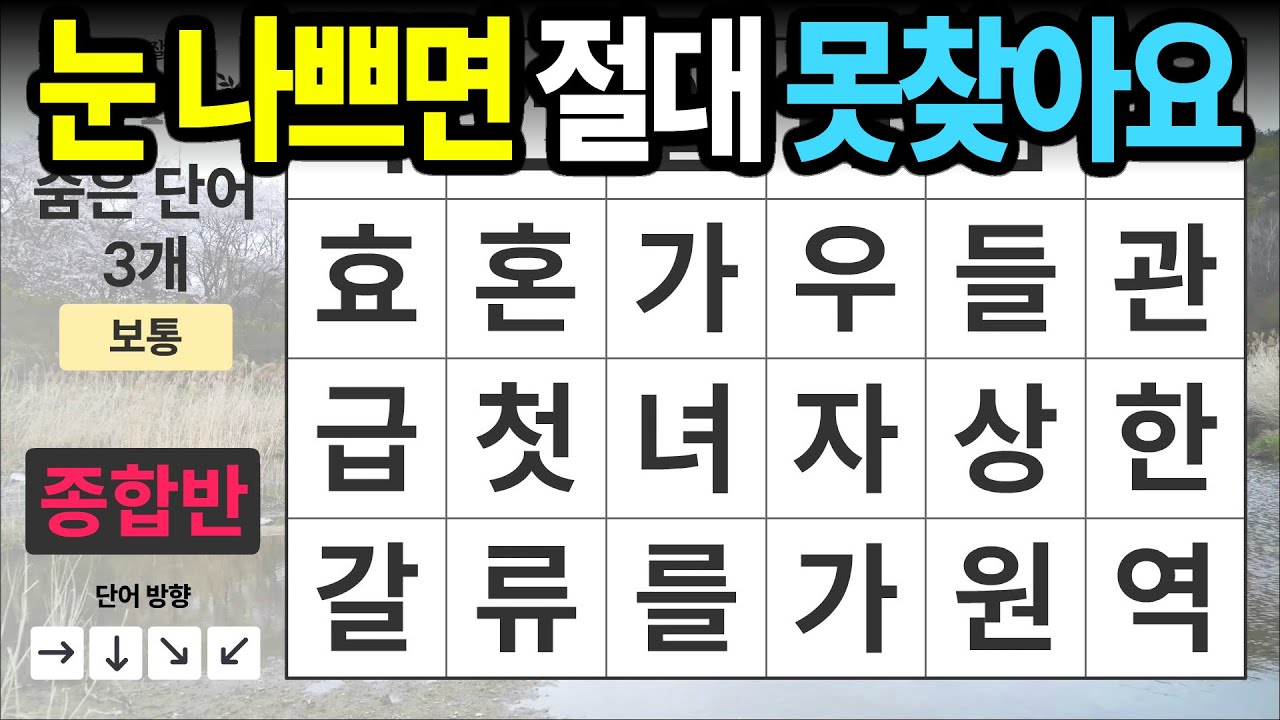 눈 나쁘면 절대 못찾아요 [종합반 536] 숨은단어찾기 | 치매예방 | 치매테스트 | 치매예방퀴즈 | 단어퀴즈 | 치매예방활동 | 낱말퀴즈