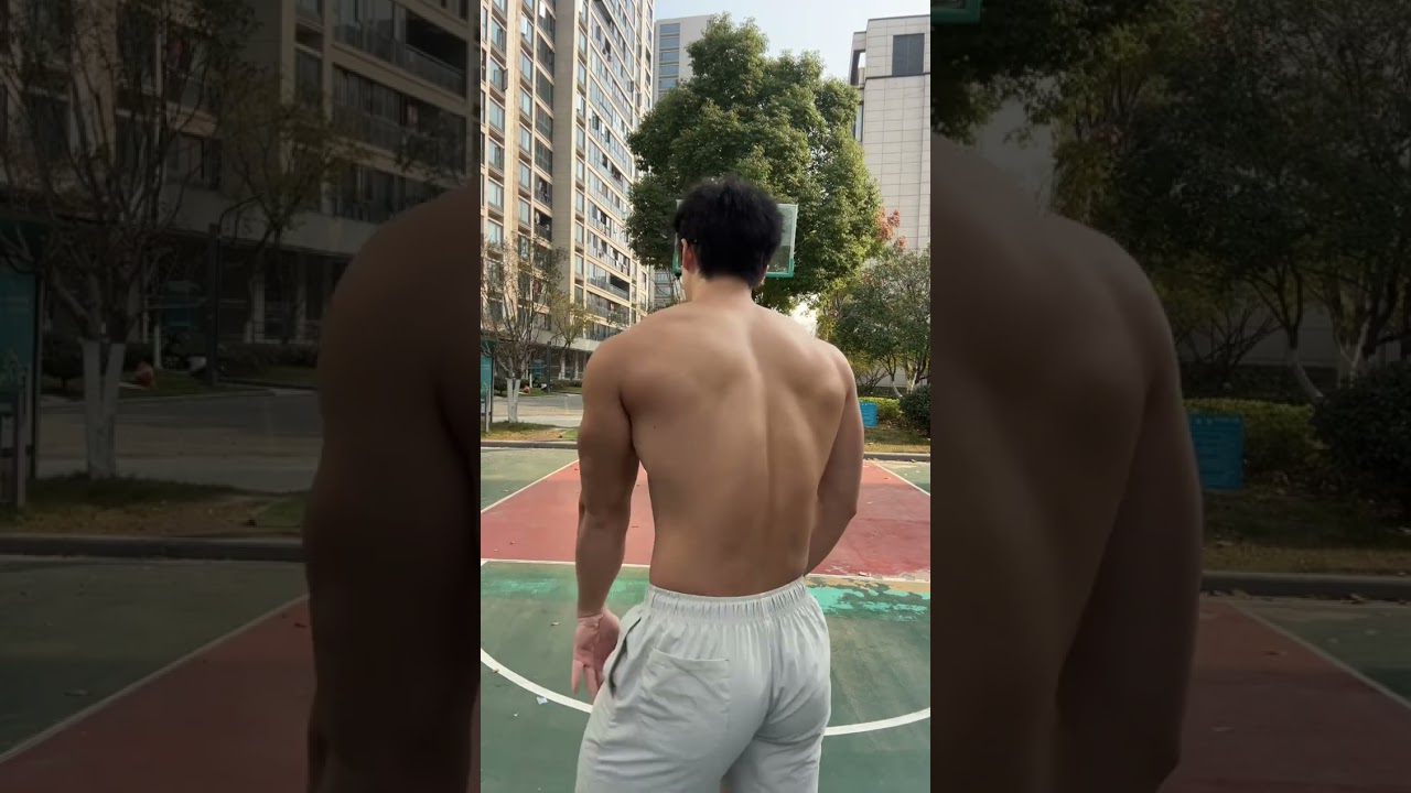Cute Asian Muscle Playing Basketball