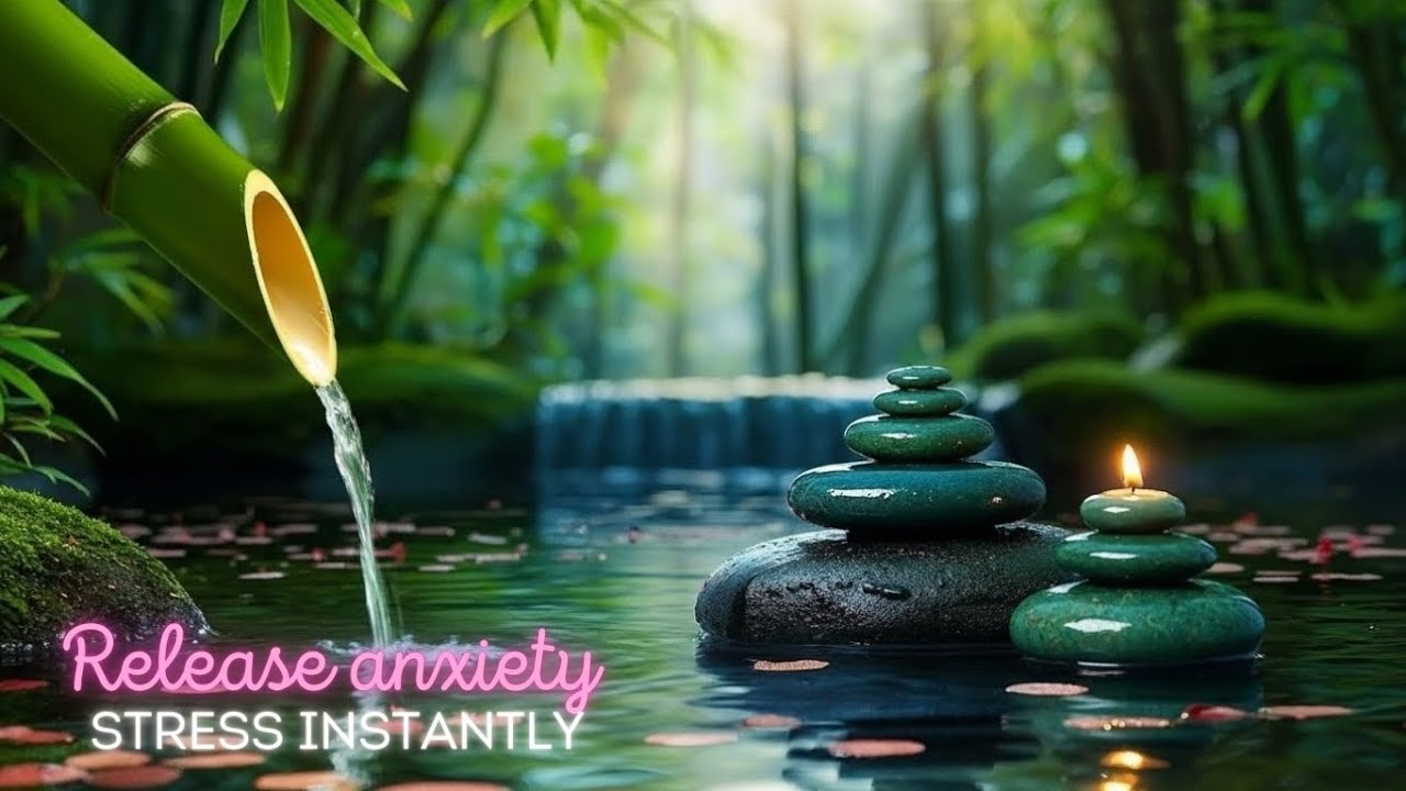 Deep Sleep in 3 Minutes 🌿🕯️ Blue Zen Stones & Bamboo Water   Luxury Nature Spa Music #77