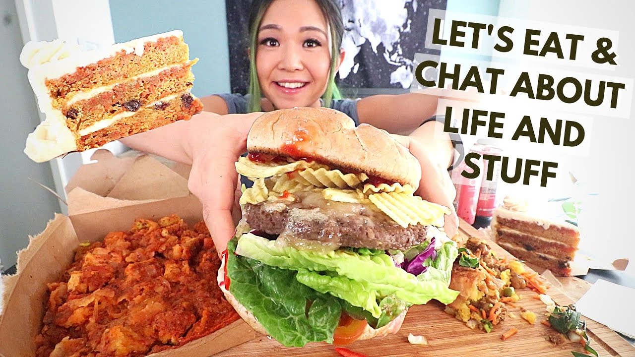IMPOSSIBLE BURGER + INDIAN FOOD + CARROT CAKE MUKBANG (vegan) / Munching Mondays Ep.81
