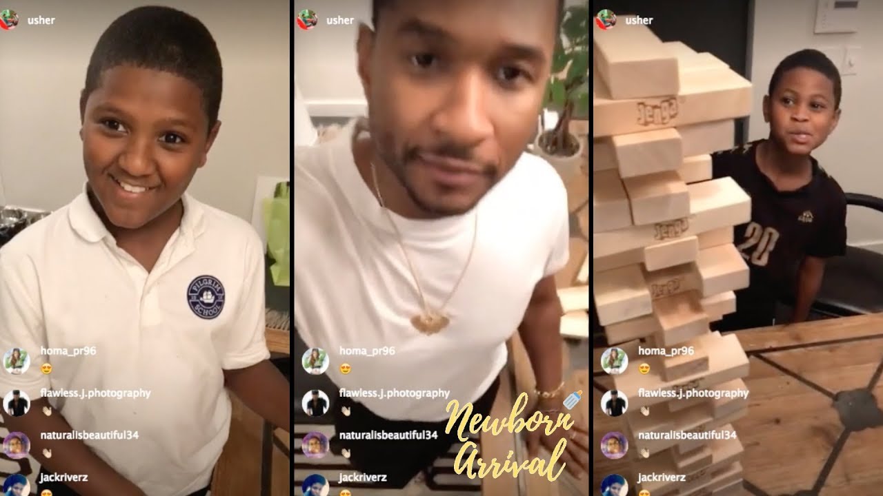 Usher Shows No Mercy Playing Jenga Against His Sons On IG Live!