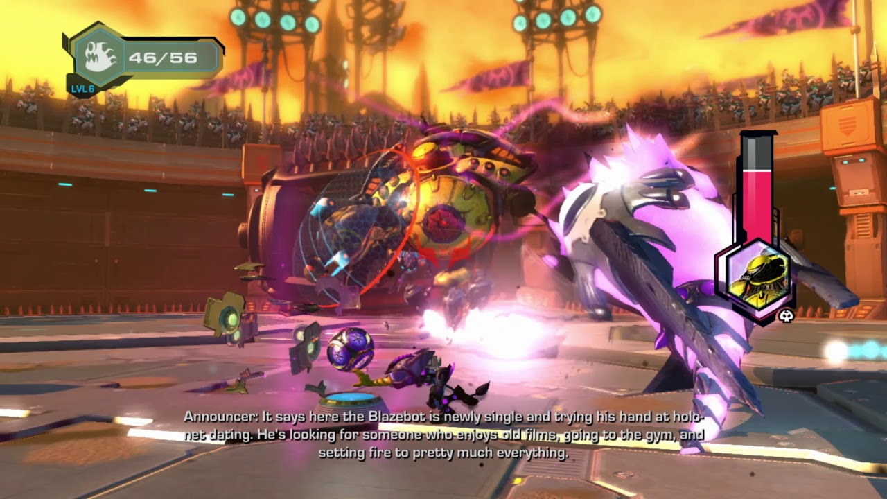 Ratchet and Clank: Into The Nexus All Weapons vs Blazebot (Max Level + All Mods)