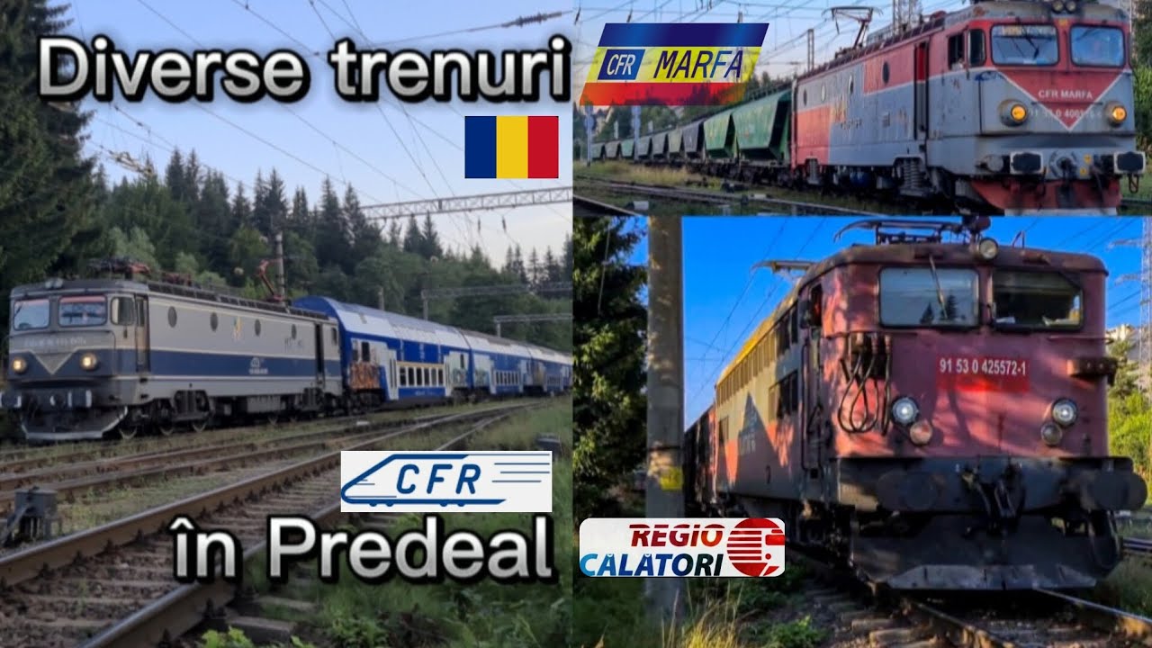 Diverse trenuri surprinse în apropierea gării din Predeal