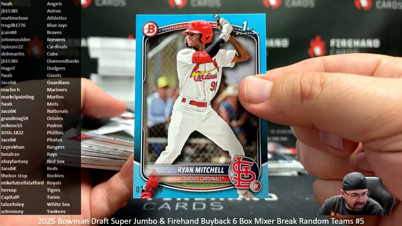 2/28/2026 2025 Bowman Draft Super Jumbo & Firehand Buyback 6 Box Mixer Break Random Teams #5