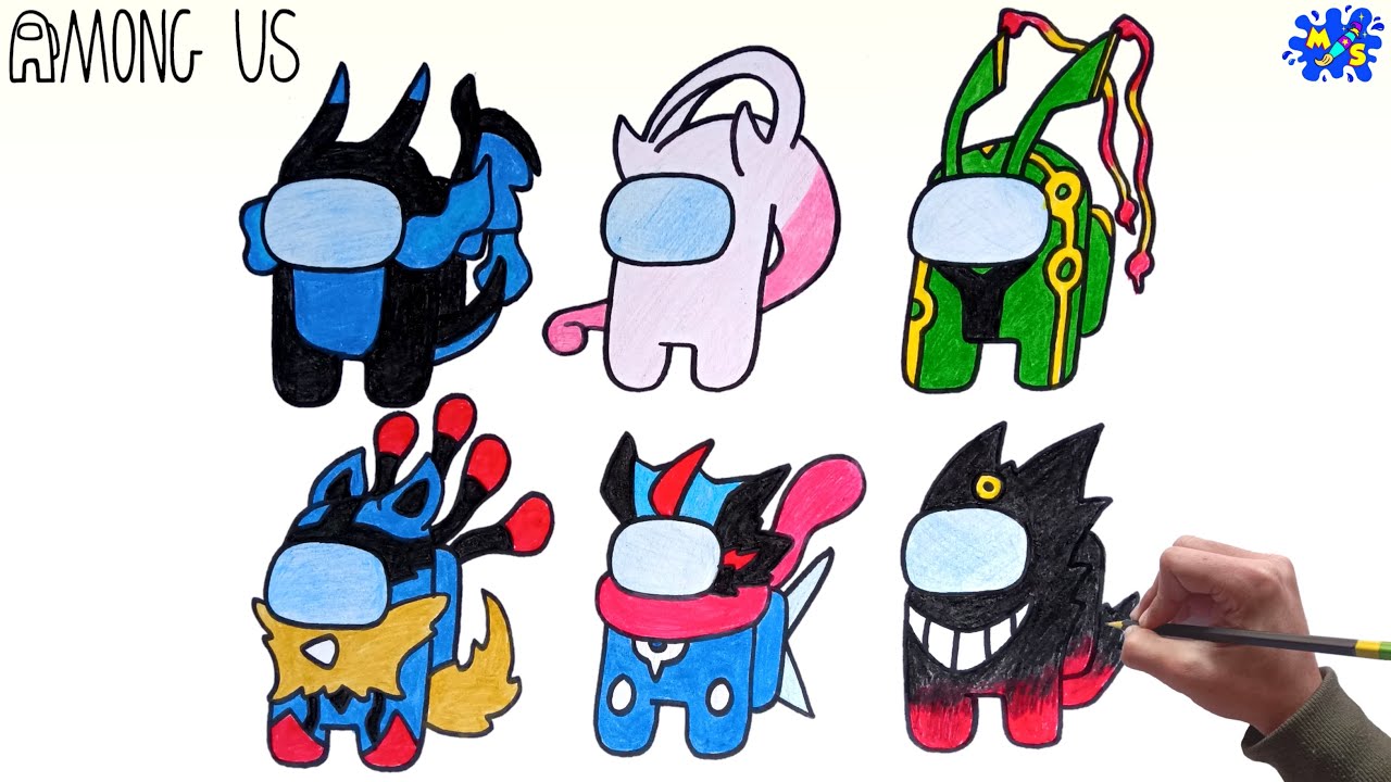 How to Draw Among Us Mega Pokemon Skin || Easy Step by Step