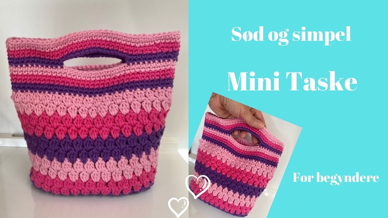 Hæklet mini taske i halv-granny mønster