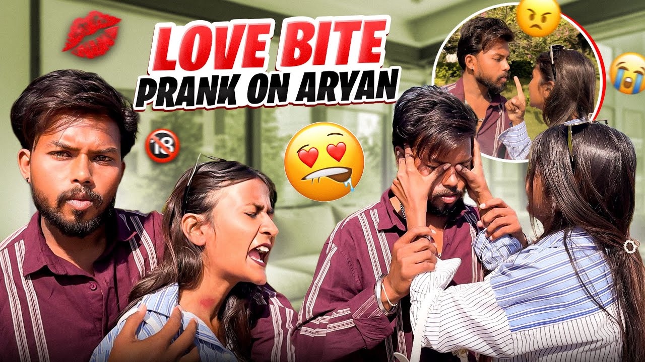 *Love Bite Prank On Aryan*💋🤤 Aryan ne bhot Mara😭😱 || Nehatanwar1199 || #prank 