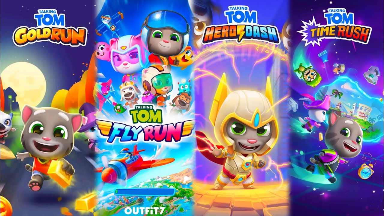 Talking Tom Gold Run Vs Talking Tom Fly Run Vs Talking Tom Hero Dash Vs Tom Time Rush Gameplay