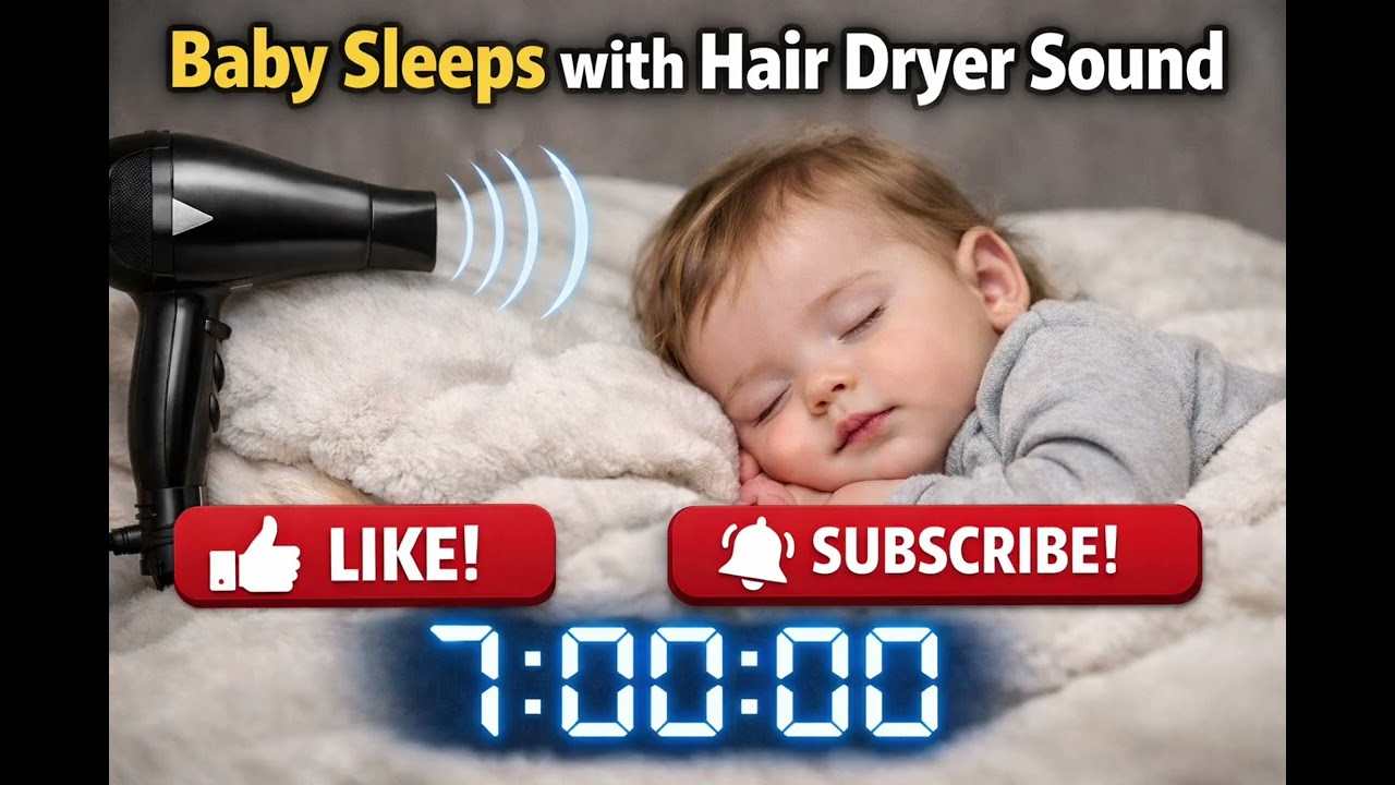 Baby Sleep White Noise (7 Hours) – Hair Dryer Sound✨🌙