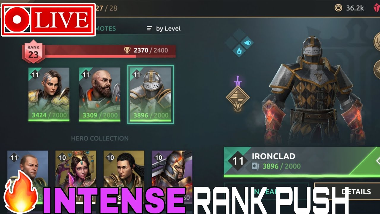 🔥Intense Rank Push! 💀| Shadow Fight 4 Arena Live