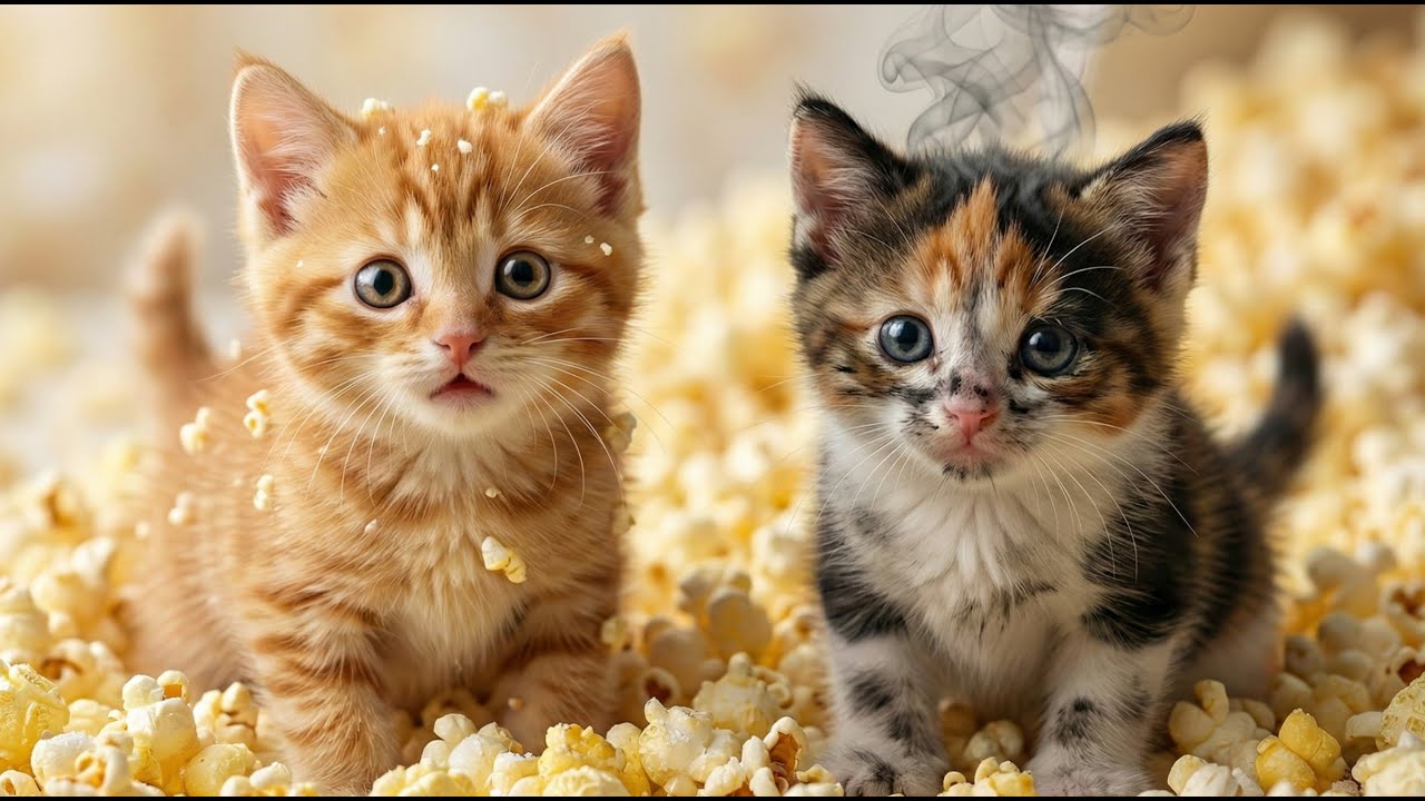 Cute Kittens Try Cooking Popcorn... It Went WRONG! 😱 