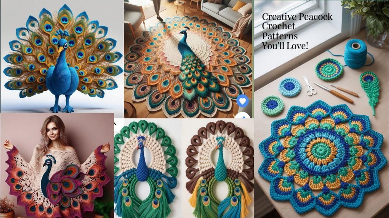 Crochet and macrame peacock pattern ideas /Crochet unique ideas/Crochet decors ideas
