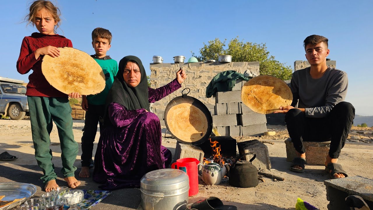 🔥 Collecting firewood and 🍞 baking local bread 🏡