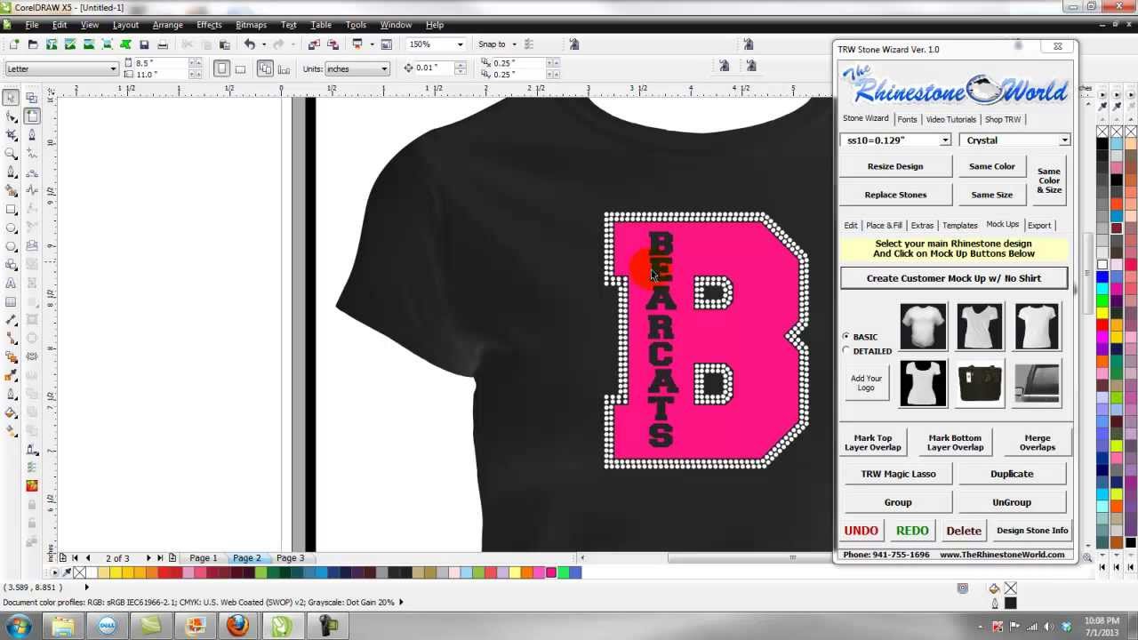 Creating a Multi-Dec Rhinestone Design with the TRW Stone Wizard Program in CorelDraw