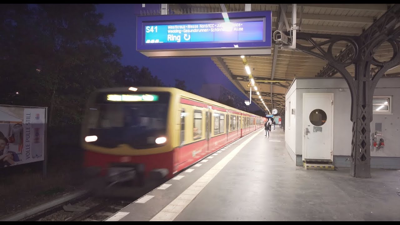 Germany, Berlin, S-Bahn night ride from Halensee to Wedding