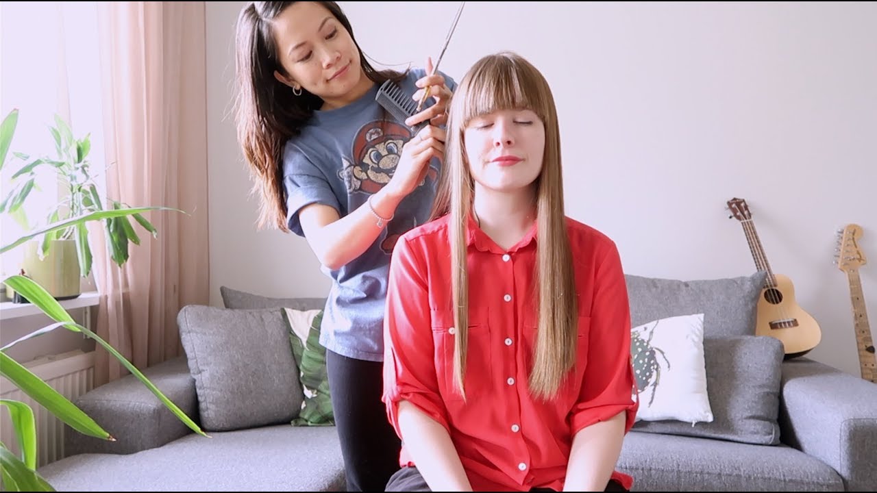 ASMR 💇🏼‍♀️Haircutting ~ Scissors, Brushing, Head Massage, Cutting and Ear to Ear Whisper