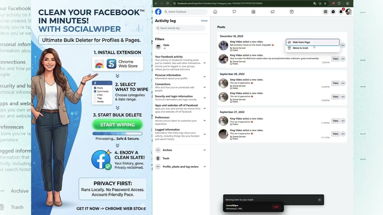 Bulk Delete Facebook Posts, Comments & Likes - SocialWiper www.socialwiper.com