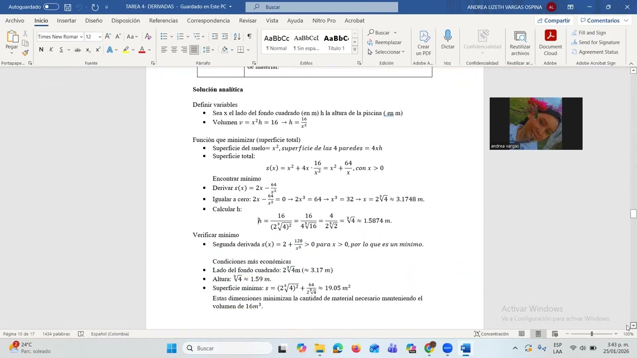 TAREA 4 - DERIVADAS- CALCULO DIFERENCIAL